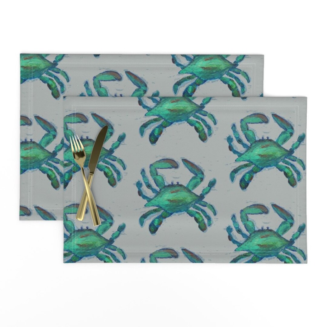Blue Crab Placemats set of 2 Blue Crabs by Lisakling Marine Life