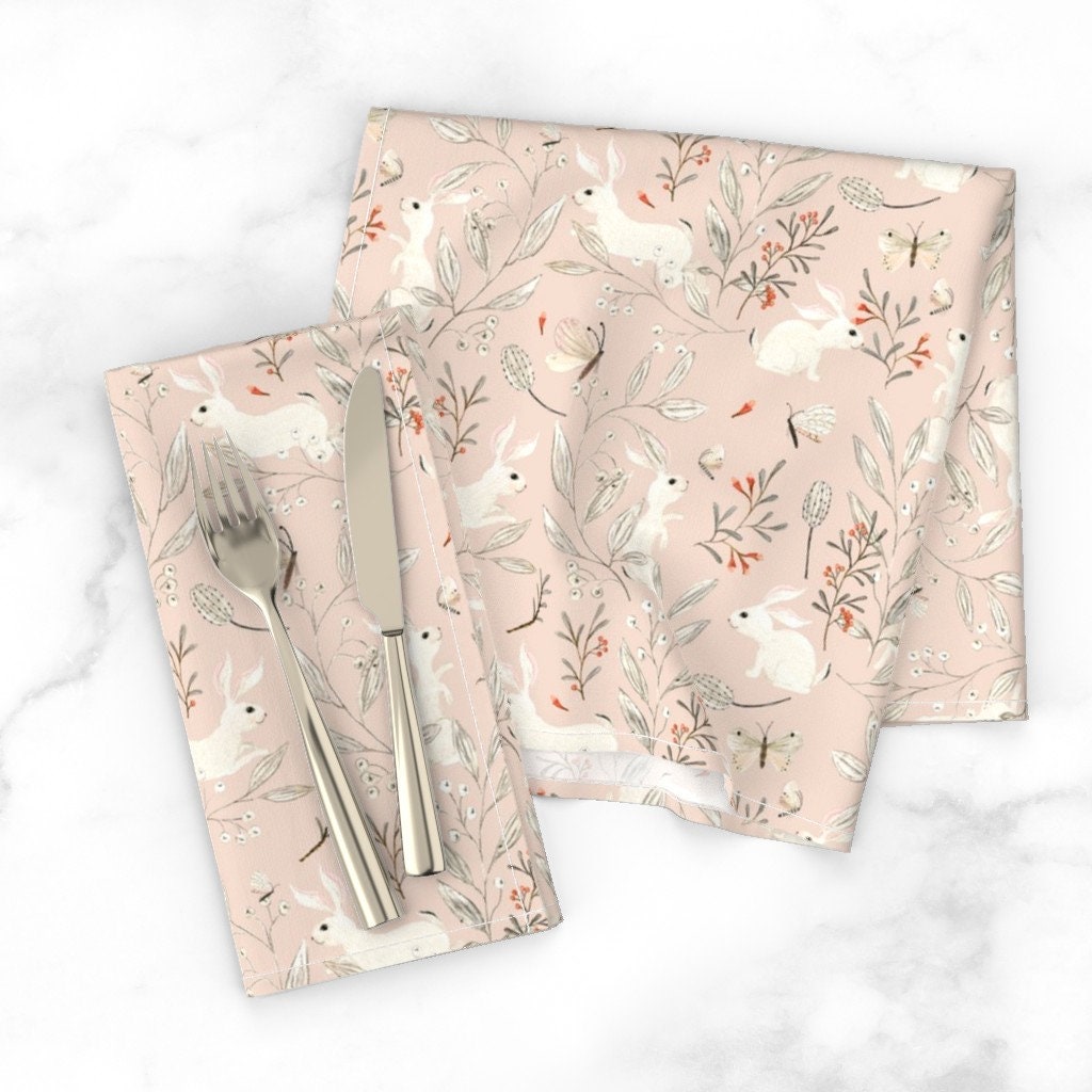 Discover Bunnies Blush Pink Spring Easter Napkins