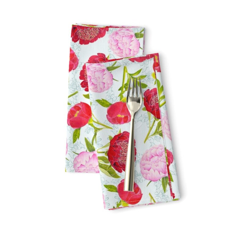 Spring Garden Spring Botanical Cloth Napkins by Spoonflower Floral Dinner Napkins Set of 2 - Peony Basic by blairfully/_made