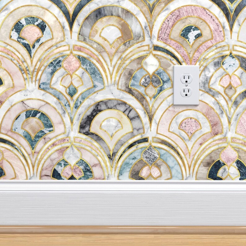 Art Deco Commercial Grade Wallpaper Marble Art Deco Soft Etsy Ireland