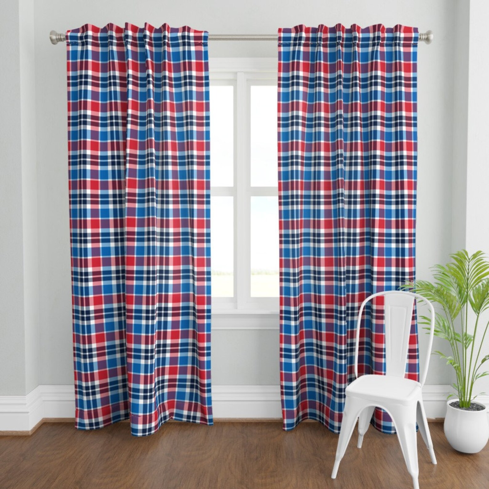 American Plaid Curtain Panel Plaid patriótico por misstiina Etsy