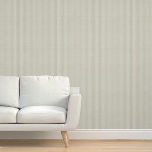 Coastal Blue Stripe Textured Grasscloth Wallpaper - Ticking Stripes by littlearrowdecor - Minimal Natural Sisal Wallpaper Spoonflower