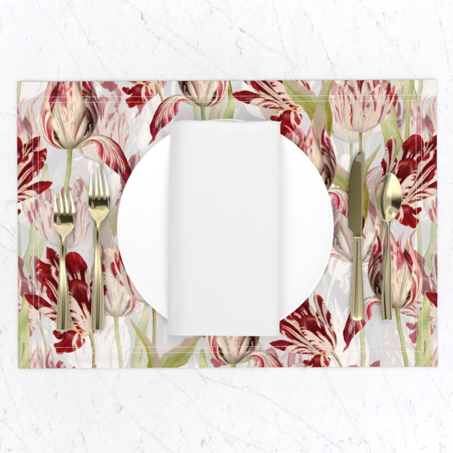 Victorian Placemats set of 2 Dutch Tulips by Utart Etsy