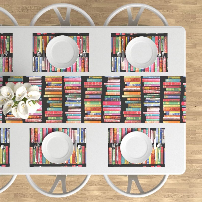 Set of 4 - Antique Books by magentarosedesigns Vintage Bookshelf Placemats Books Cloth Placemats by Spoonflower