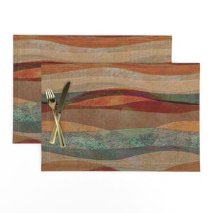 Abstract Landscape Placemats (Set of 2) - Sandstone Desert by wren_leyland - Travertine Look Sandstone Cloth Placemats by Spoonflower