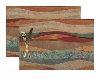 Abstract Landscape Placemats (Set of 2) - Sandstone Desert by wren_leyland - Travertine Look Sandstone Cloth Placemats by Spoonflower