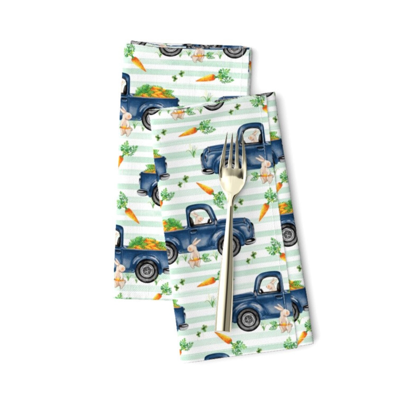 Easter Truck Dinner Napkins Set of 2 Mint Stripe 2021 by Etsy