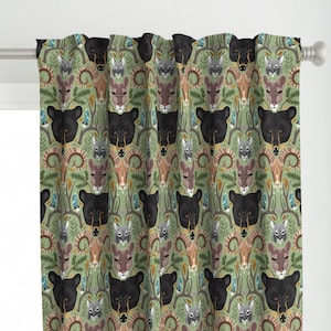 Woodland Curtain Panel - Mountain Totem  by michaelzindell - Wild Animals Mountain Forest Nursery Bear Custom Curtain Panel by Spoonflower
