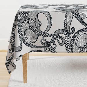 Octopus Tablecloth - Cephalopod by patricia_braune - Marine Sea Creatures Sea Life Octopi Cephalopod Cotton Sateen Tablecloth by Spoonflower