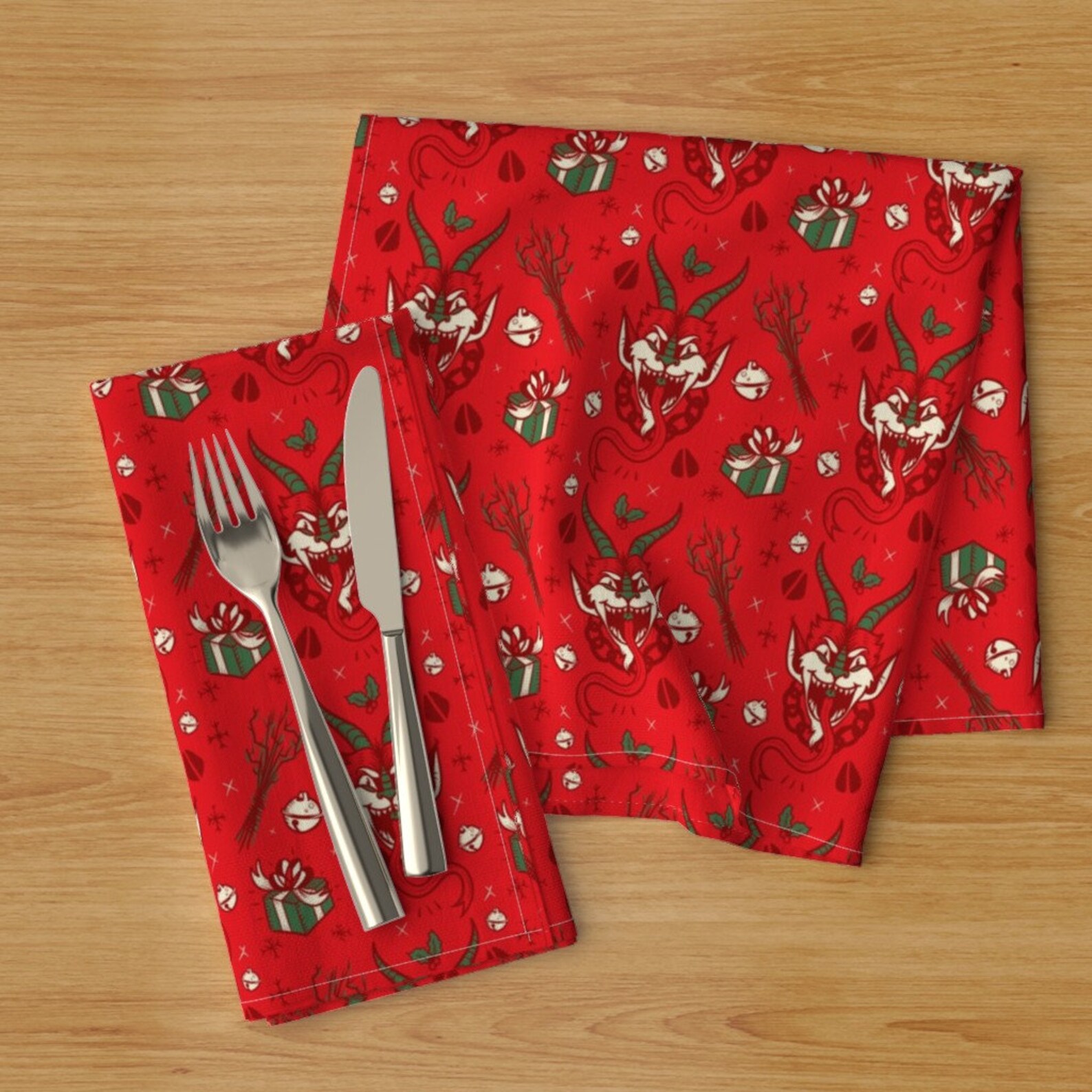 Christmas Dinner Napkins Set of 2 Christmas Krampus by Etsy