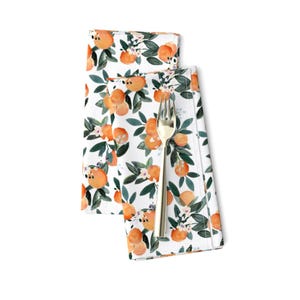 Summer Citrus Dinner Napkins (Set of 2) - Dear Clementine White by crystal_walen - Tropical Fruit Small Scale Cloth Napkins by Spoonflower