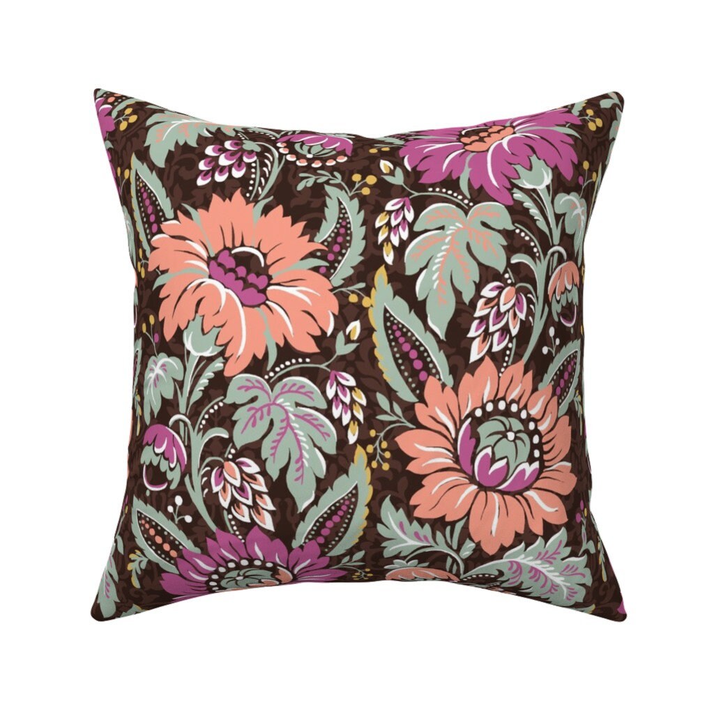 Vintage Floral Throw Pillow Vintage Floral Jacobean Chintz Etsy