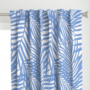 Palm Curtain Panel - Fronds by danika_herrick - Blue Leaves Palm Fronds Summer Tropical Sunroom Fronds Custom Curtain Panel by Spoonflower