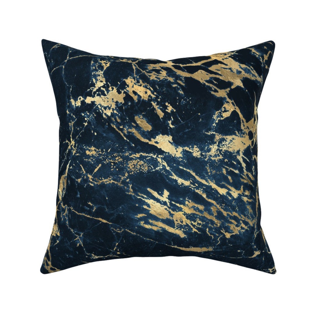 Navy Blue and Yellow Throw Pillow Dark Navy and Gold by Etsy