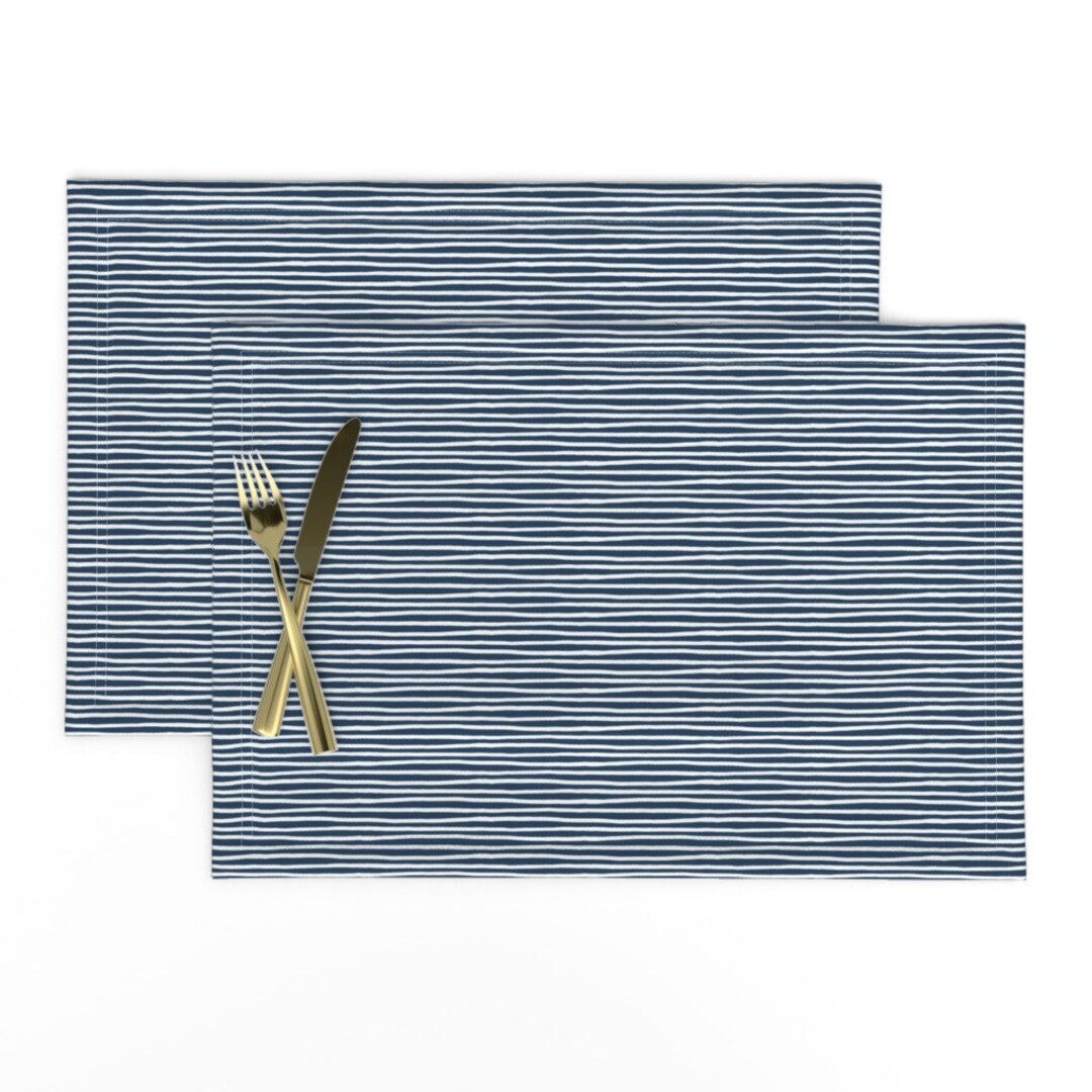 Nautical Placemats set of 2 Navy Blue and White Stripes by Etsy