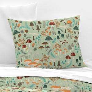 Whimsical Forest Bedding - Mushroom Foraging by yuanxu - Woodland Mushrooms Cotton Sateen Duvet Cover OR Pillow Shams by Spoonflower image 2