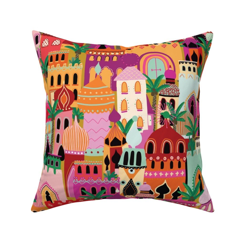 Bright Marrakech Throw Pillow Moroccan Village Sunset de Etsy