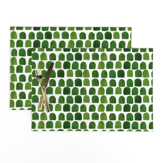 Spring Placemats Set of 2 8 Green Scallops by Etsy