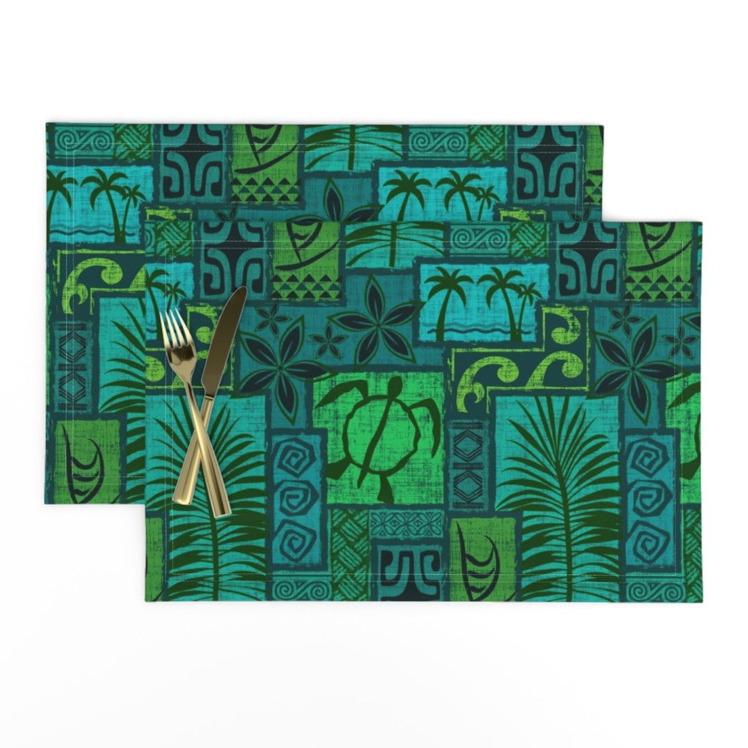 Hawaiian Placemats set of 2 Moku Malihini by Madtropic Etsy