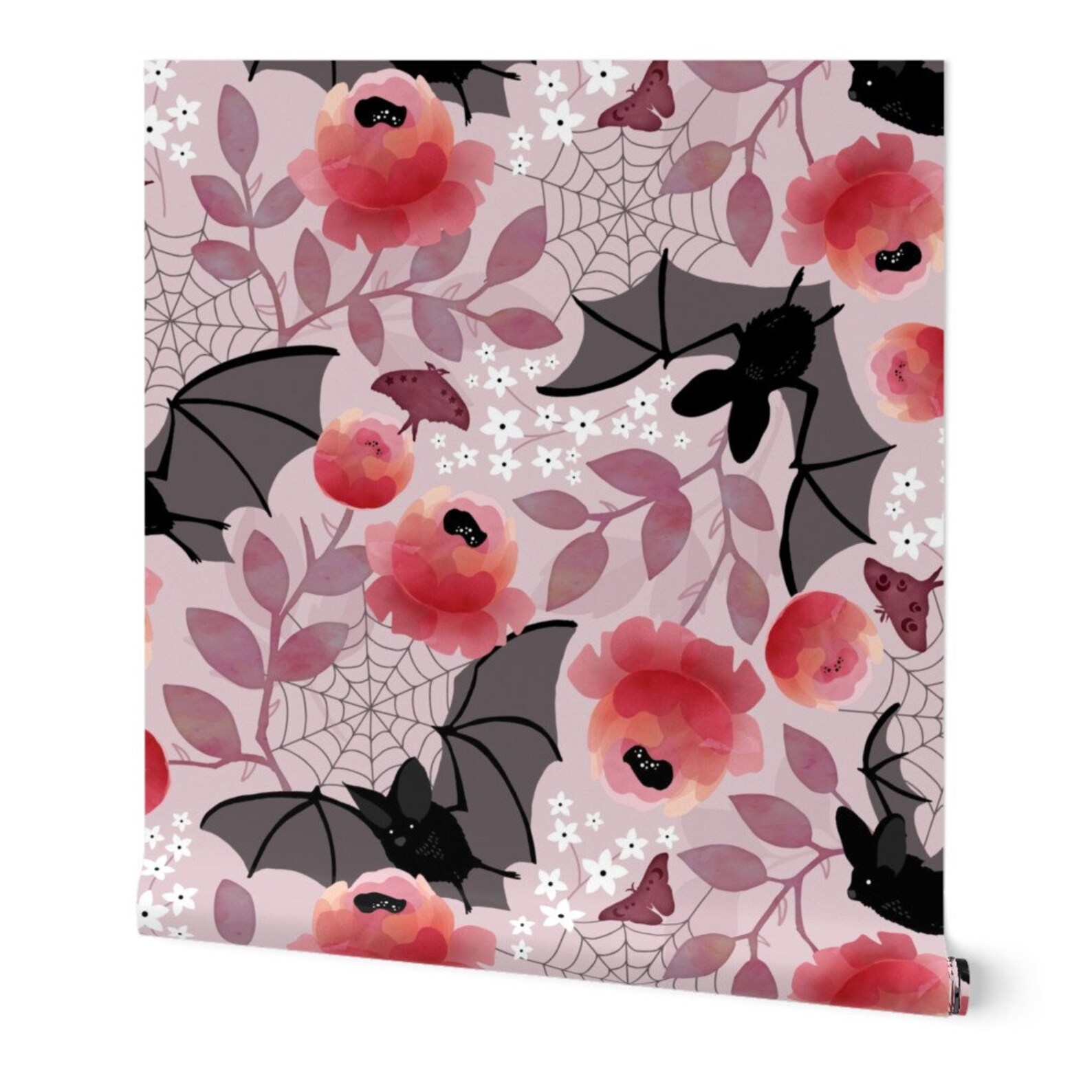Cute Gothic Bat Wallpaper Pastel Bat Floral by adenaj Etsy