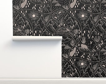 Oklistrad tapet med nötter och klistrad skogsmark - Wilderness Bear av scarlet_soleil Tapet med dubbel rulle av Spoonflower