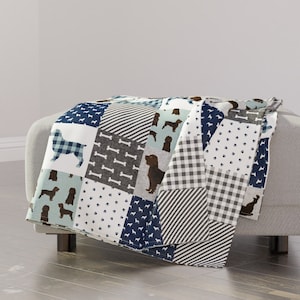 Boykin Spaniel Throw Blanket - Boykin Spaniel Aqua And Navy by petfriendly - Sporting Dog Hunting Dogs Throw Blanket with Spoonflower Fabric