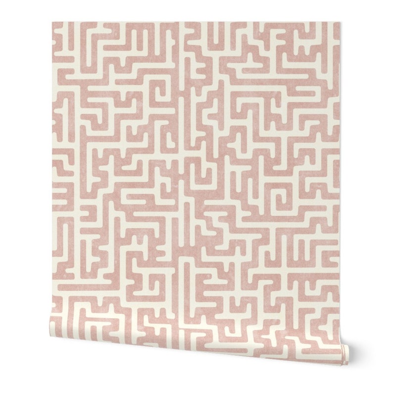 Blush Pink Maze Wallpaper Mud Cloth Rose by Littlearrowdecor Etsy