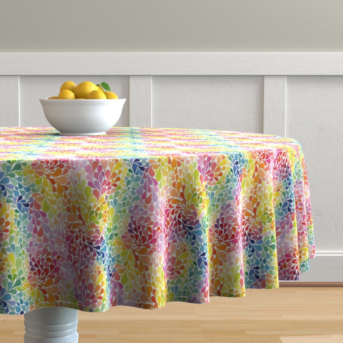 Rainbow Abstract Round Tablecloth Rainbow Water Drops by Etsy