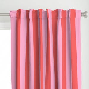 Cabana Stripe Curtain Panel - 3&quot; Wide Pink Stripe by vivdesign - Candy Pink Large Scale Traditional Custom Curtain Panel by Spoonflower