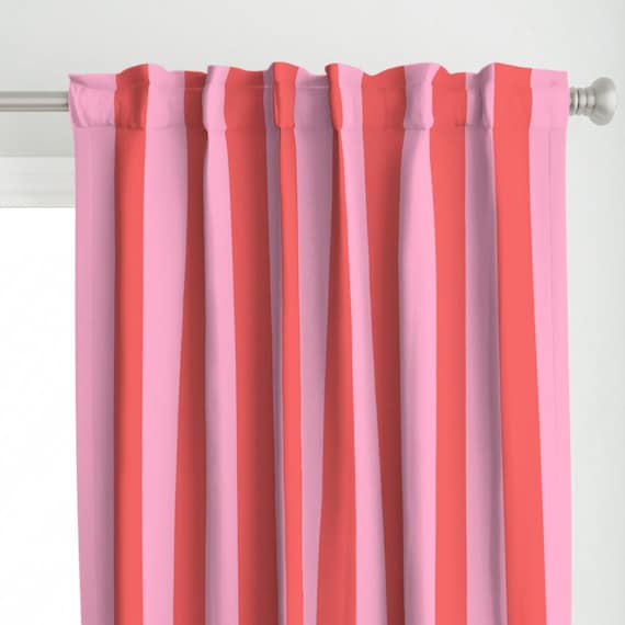 Cabana Streifen Vorhang Panel - Candy Pink Große traditionelle helle Vivid benutzerdefinierte Vorhang Panel - 3 