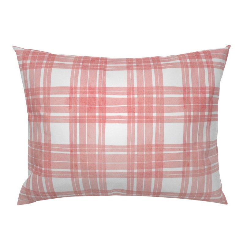 Peach Blush Plaid Pillow Sham Peach Pink Check by adenaj Etsy