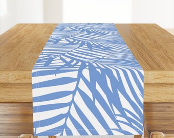 Palm Table Runner - Fronds by danika_herrick - Blue Leaves Palm Fronds Summer Tropical Sunroom Cotton Sateen Table Runner by Spoonflower