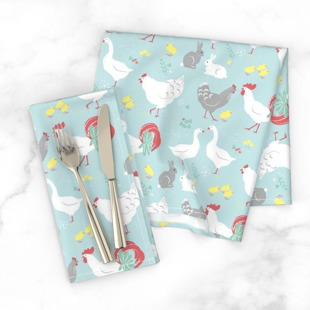 Discover Chickens Nature Botanical Bunnies Easter Napkins