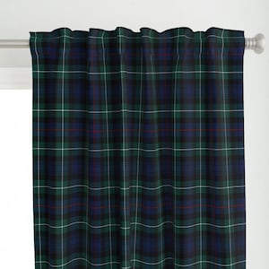 Panel de cortina a cuadros escoceses azules - Panel de cortina personalizado a cuadros verdes y rojos escoceses Mackenzie - Tartán Mackenzie de weavingmajor -