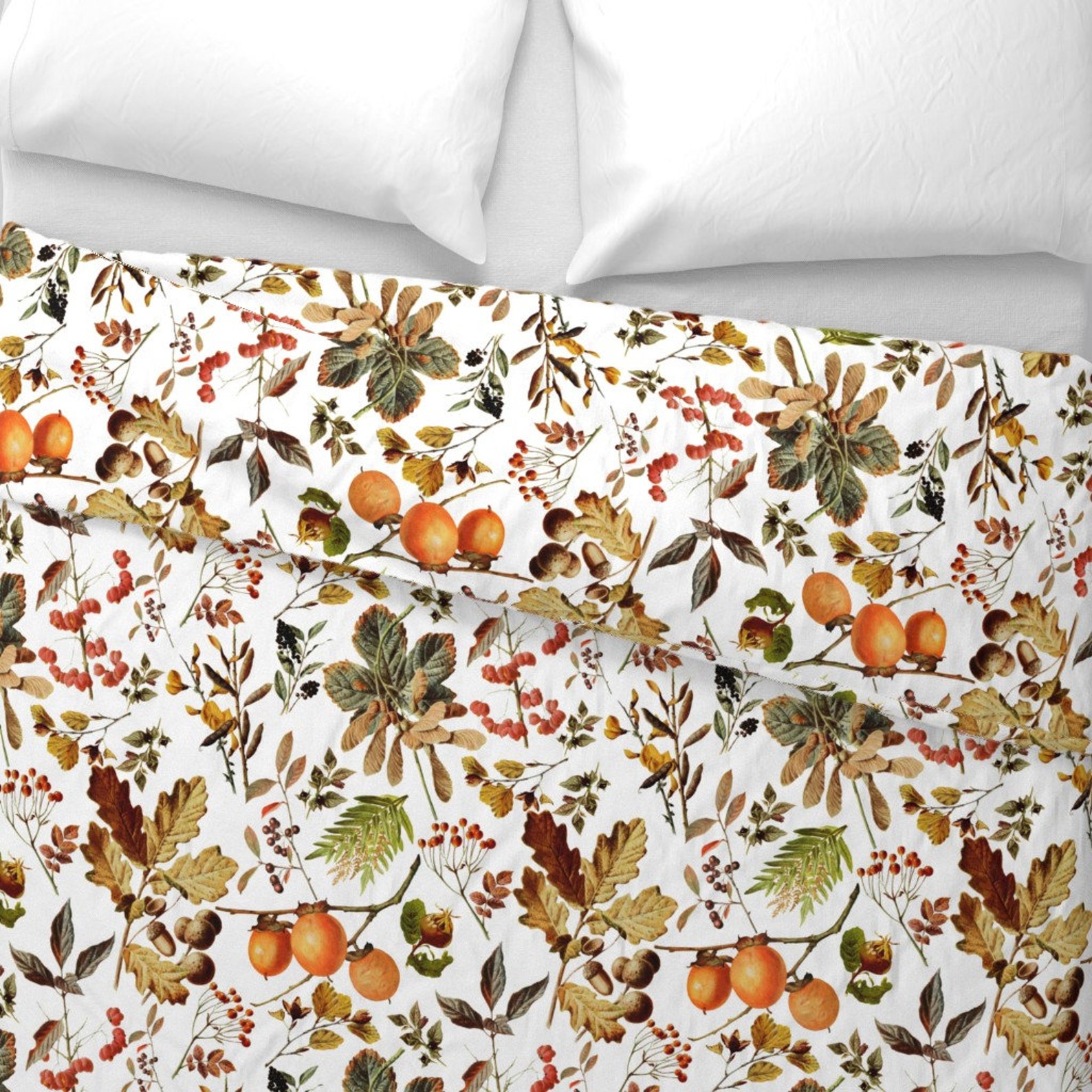 Fall Duvet Cover Vintage Botanical Autumn by Redbriarstudio Etsy