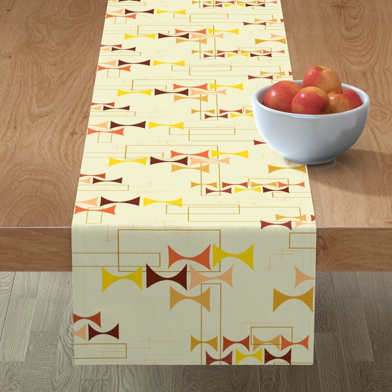 Dad/'s Den Lampshade Warm Cream Hatch Large by madtropic Lampshade Tiki Den Cotton Sateen Table Runner by Spoonflower Retro Table Runner