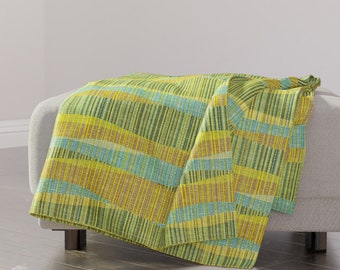 Mid Century Abstract Throw Blanket - Mod Lines Mcm Atomic 50s 60s Retro Geometric Green Throw Blanket - Mod Lines Olive by theodesign