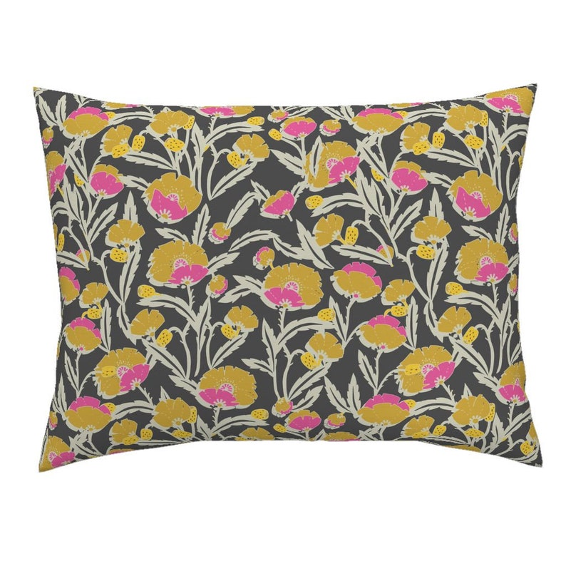 Floral Pillow Sham Zebrini/_floral/_mambo by holli/_zollinger Botanical Cotton Sateen Pillow Sham Bedding by Spoonflower