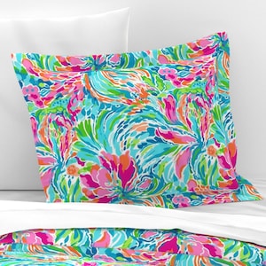 Palm Beach Floral Bedding - Floral Fiesta by cherylgrahamdesigns - Tropical Flowers Cotton Sateen Duvet Cover OR Pillow Shams by Spoonflower image 7