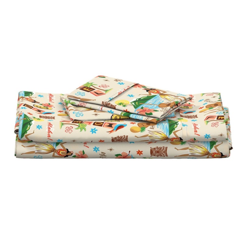 Hula Girl Sheets Hawaiian Holiday Aloha Retro by ruby_ritz Etsy