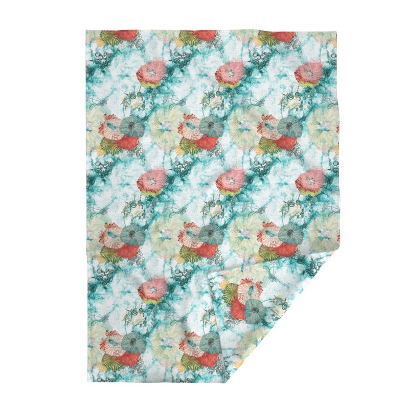Coral Reef Throw Blanket Life At Sea In Aqua by mimipinto Etsy