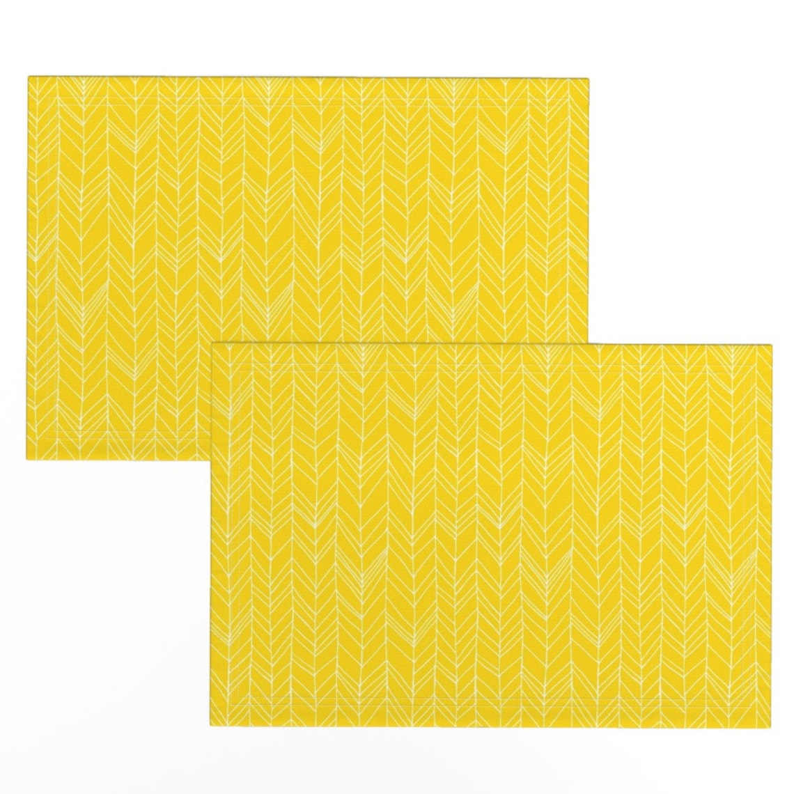 Yellow Placemats set of 2 Featherland Yellowwhite by Etsy