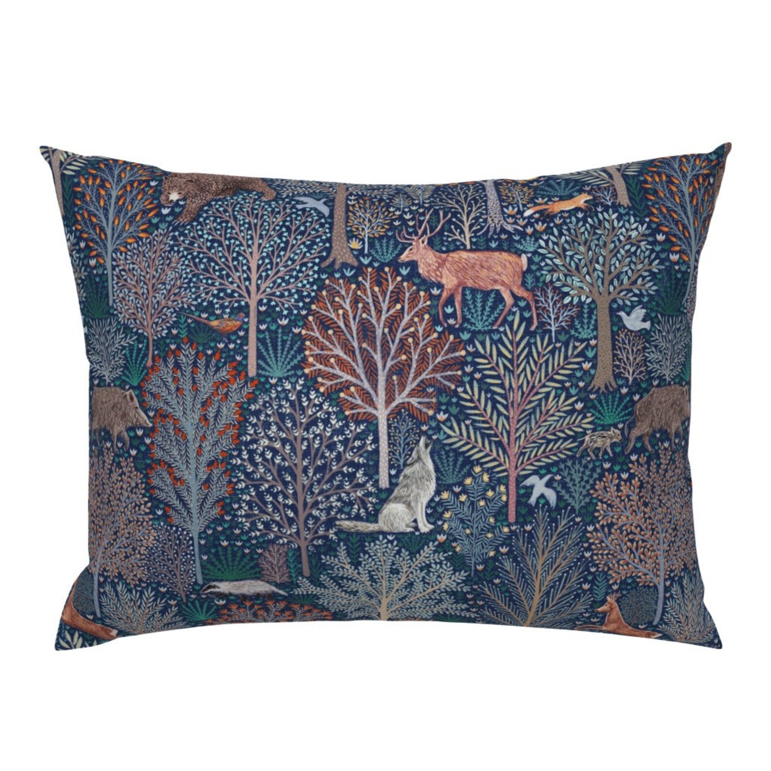 Woodland Pillow Sham Forest Animals On Blue Background de Etsy