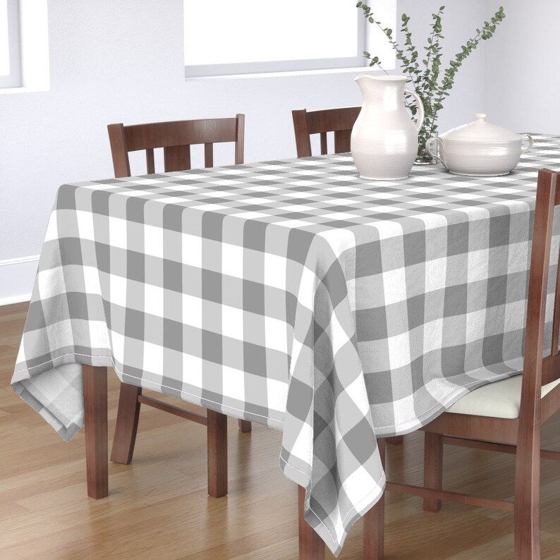 Gray Plaid Tablecloth Grey Buffalo Check by aacraven85 Etsy