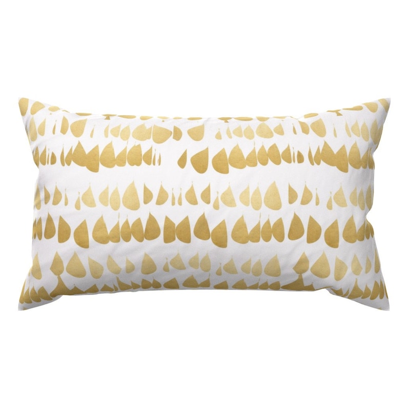 Paint Daubs Gold Look Rectangle Lumbar Throw Pillow by Spoonflower Faux Mustard Gold Accent Pillow Gold Drops On White by mlags