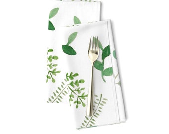 Botanical Dinner Napkins (Set of 2) - Spring Foliage In Watercolor by tiffany_w_ - Foliage Green Spring Plant Cloth Napkins by Spoonflower