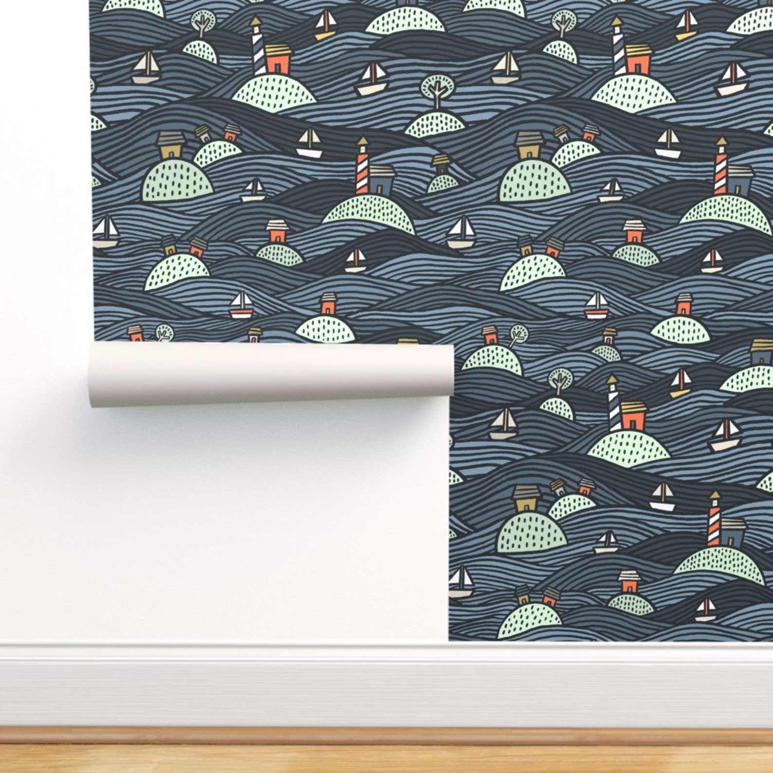 Boats Commercial Grade Wallpaper Islands on the Lake by - Etsy