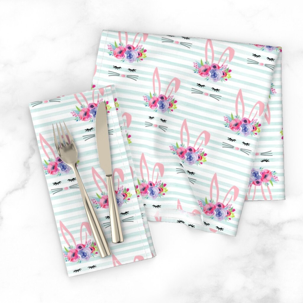 Discover Bunny Ears - Bunny Face Ice Stripe - Cute Kids Spring Easter Bunnies Napkins