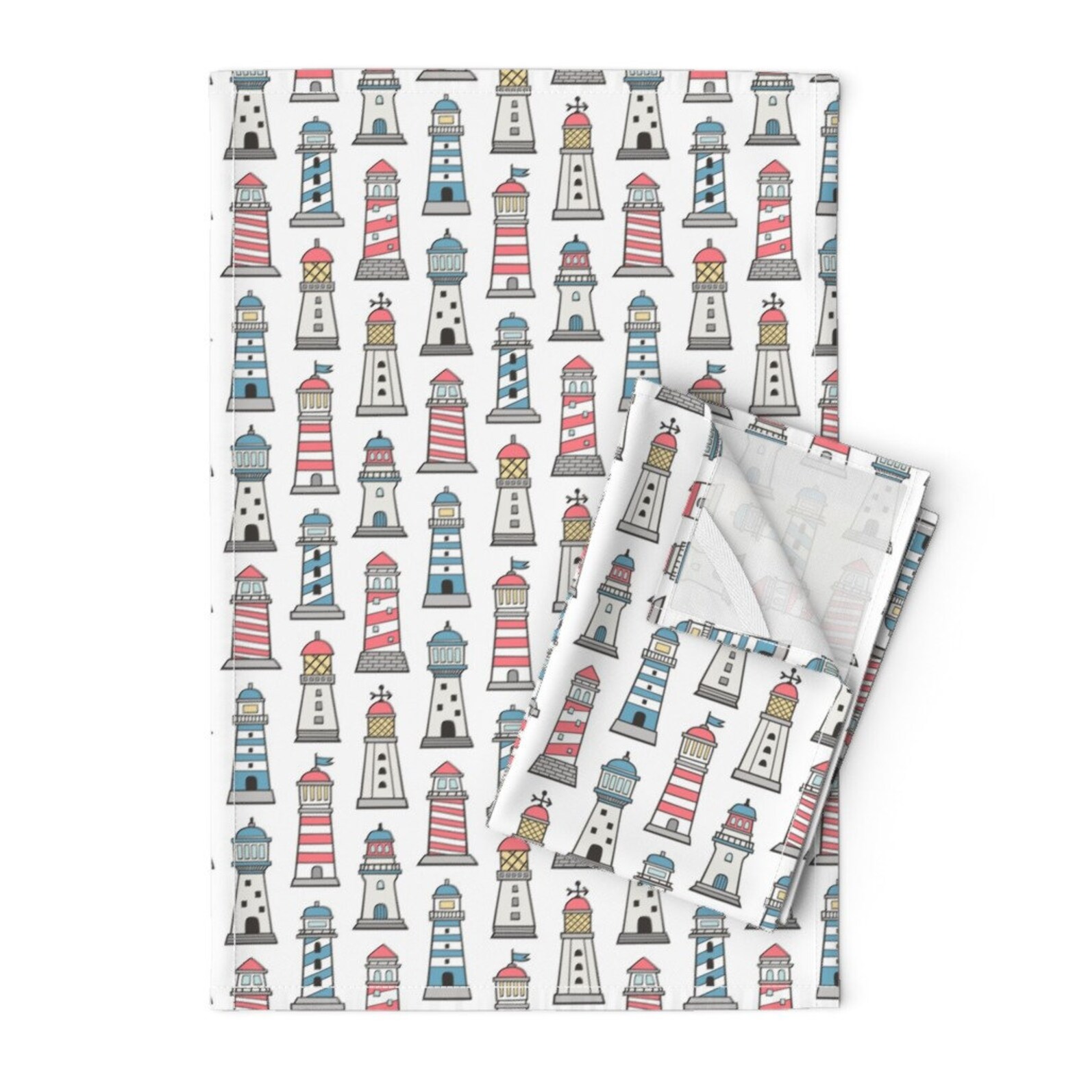 Nautical Tea Towels set of 2 Lighthouses by Caja_design Etsy