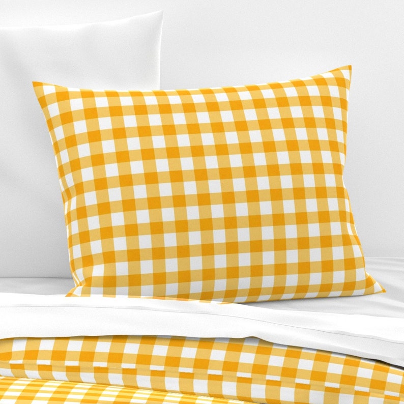 Plaid Pillow Sham Orange Yellow White Gingham by Etsy